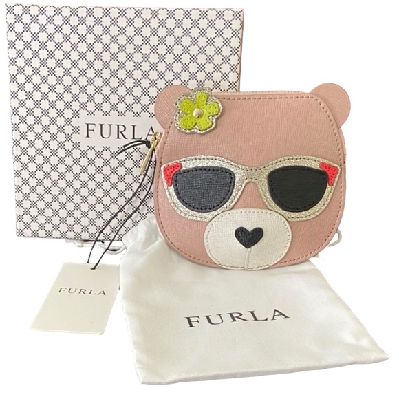 Furla Handbags - Furla Pink Bear Face Crossbody Bag with Sunglasses Patch